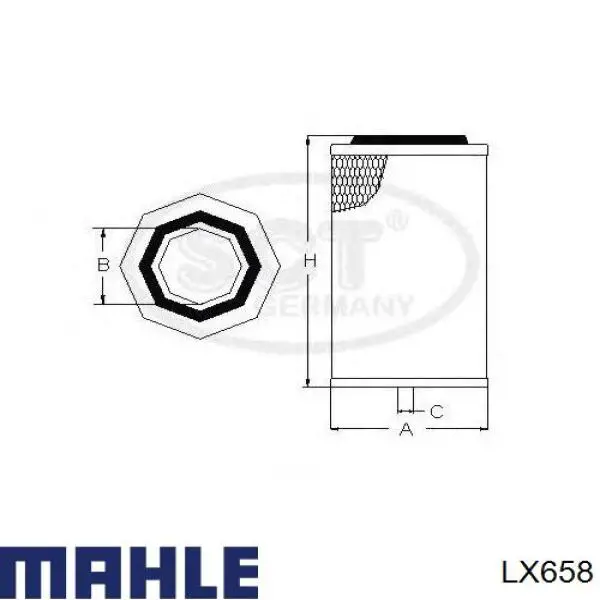 LX658 Mahle Original Повітряний фільтр двигуна