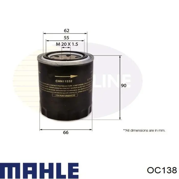 Масляний фільтр OC138 Mahle Original
