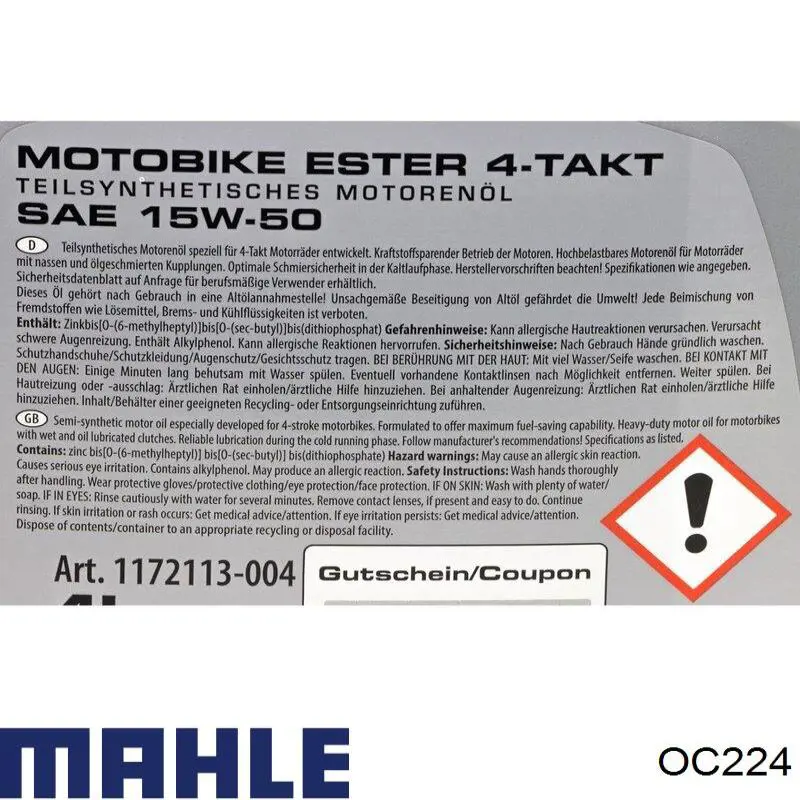 Купити OC224 Mahle Original Фільтр очищення масла відцентровий