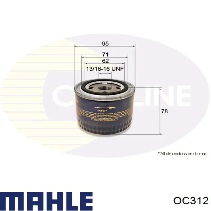 Масляний фільтр двигуна Mahle Original OC312 ціна, від 7.86 USD