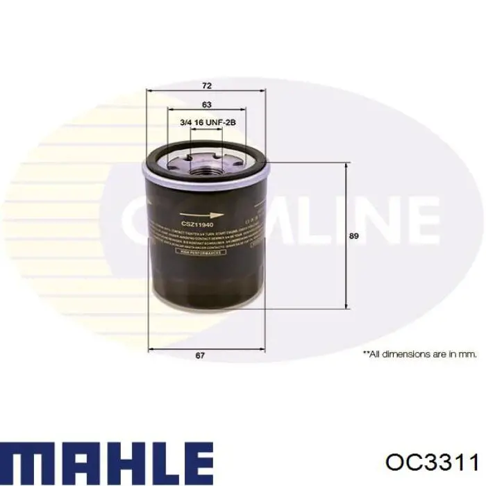 Масляний фільтр OC3311 Mahle Original