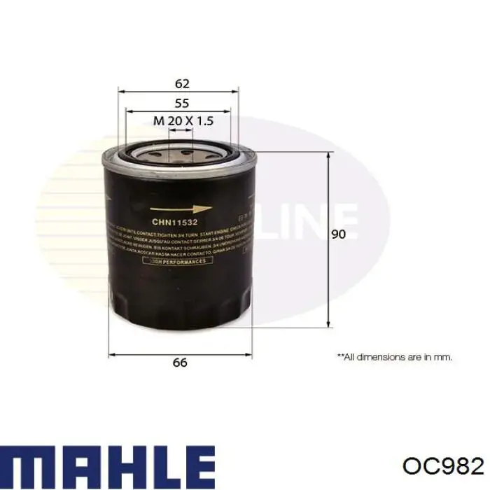 Фільтр масляний OC982 Mahle Original