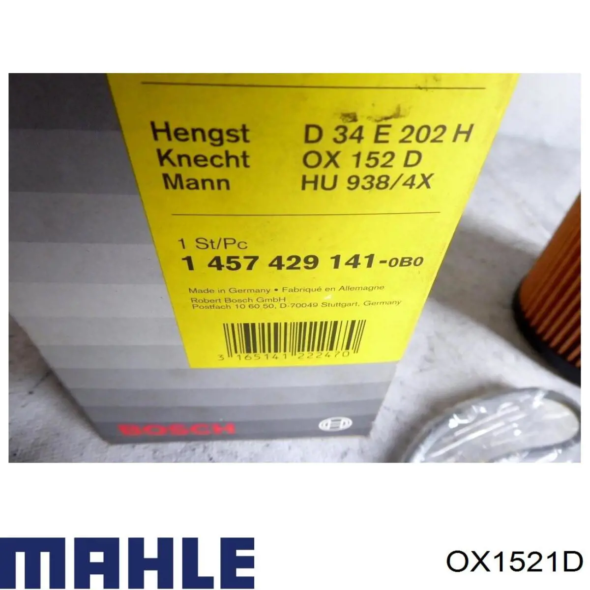 Фільтр масляний Mahle Original OX1521D