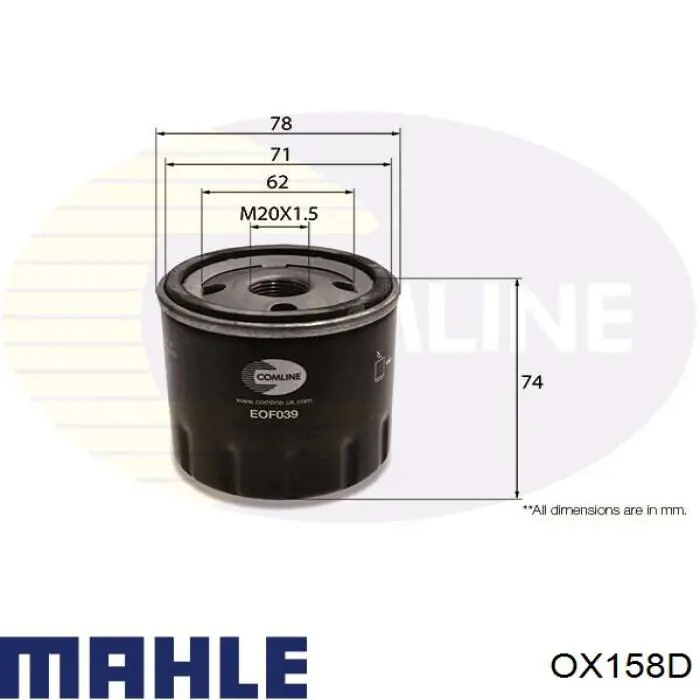 Масляний фільтр двигуна Mahle Original OX158D ціна, від 4.75 USD