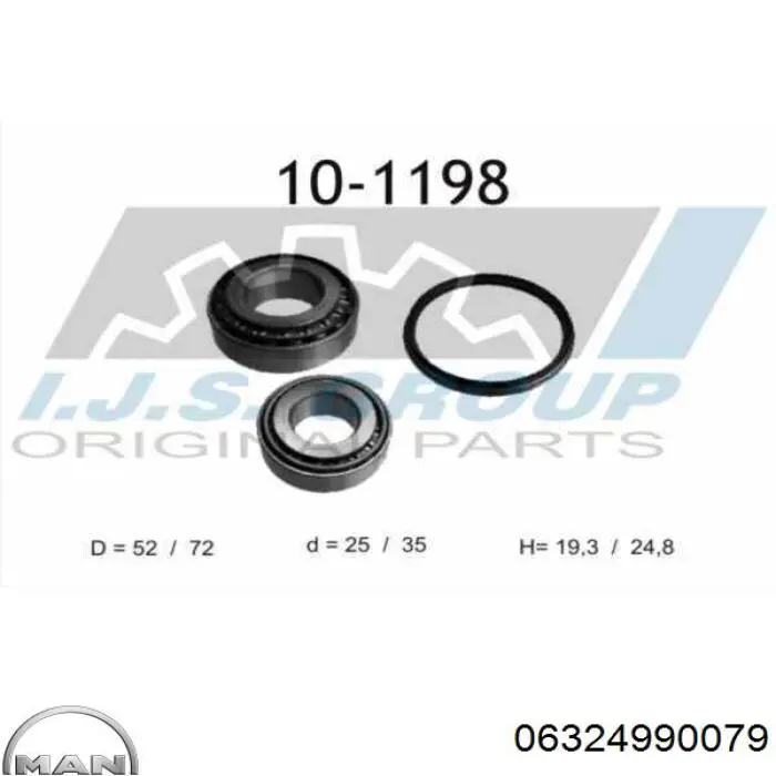 Комплект підшипник маточини передньої MAN 06324990079 ціна, від 12.95 USD