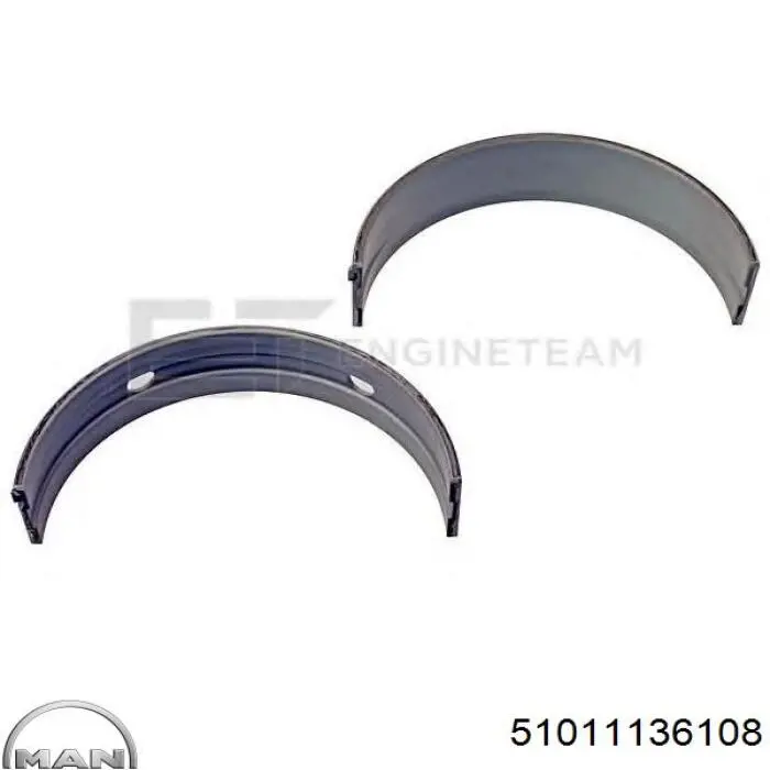 Вкладиші коленвала, корінні, комплект, 1-й ремонт (+0,25) MAN 51011136108 ціна, від 19.07 USD