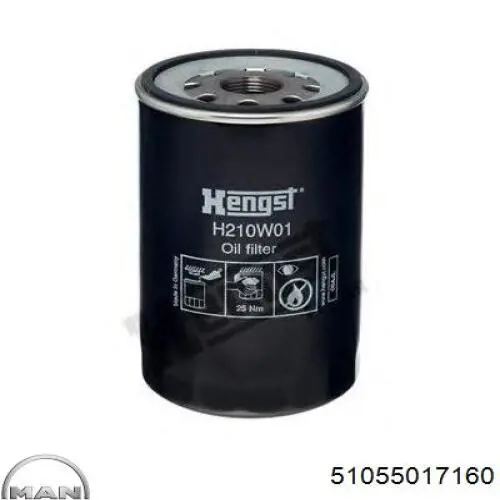Масляний фільтр двигуна MAN 51055017160 ціна, від 13.52 USD
