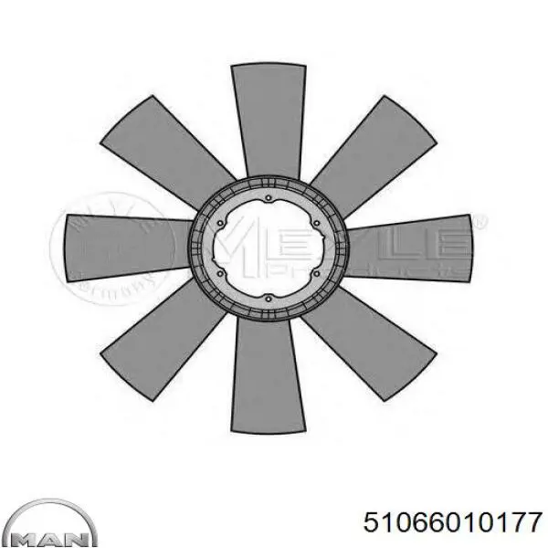 Вентилятор/крильчатка радіатора охолодження 51066010177 MAN