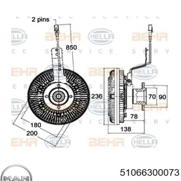 Вискомуфта вентилятора 51066300073 MAN