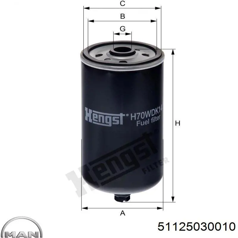 Фільтр тонкого очищення палива MAN 51125030010 ціна, від 6.08 USD