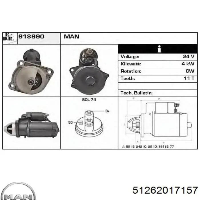 Стартер MAN 51262017157 ціна, від 203.33 USD