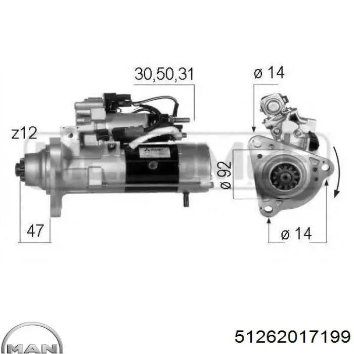 Стартер 51262017199 MAN