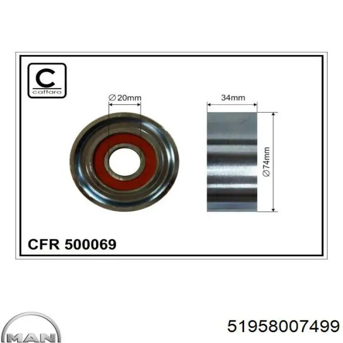 Натяжний ролик MAN 51958007499 ціна, від 27.50 USD