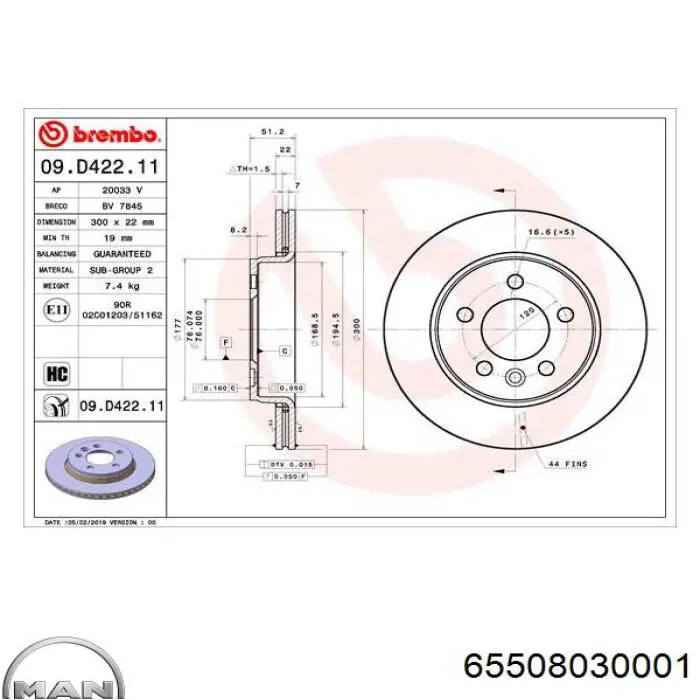 Задні дискові гальма MAN 65508030001 ціна, від 72.00 USD