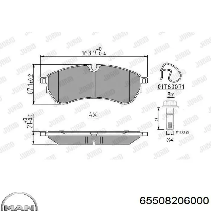 Гальмівні колодки MAN 65508206000 ціна, від 58.97 USD