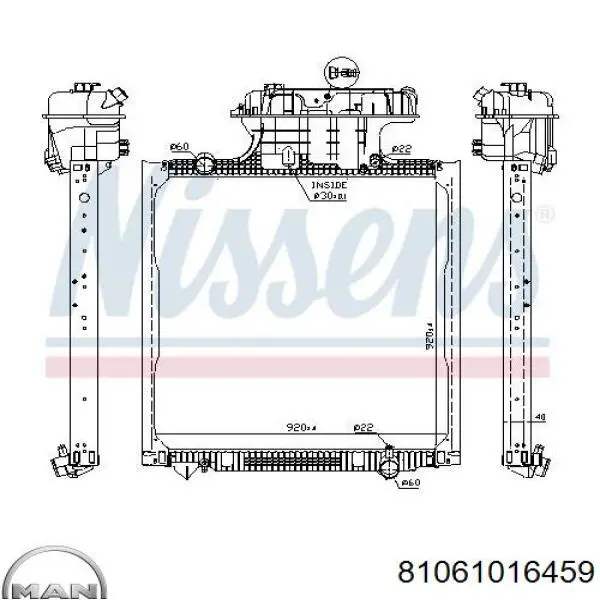 Радіатор охолодження двигуна 81061016459 MAN