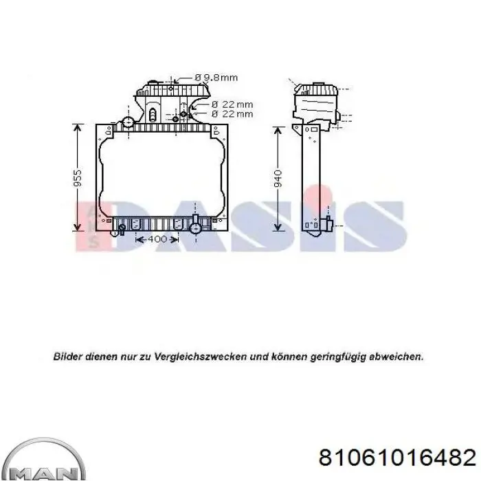 Радіатор охолодження двигуна 81061016482 MAN
