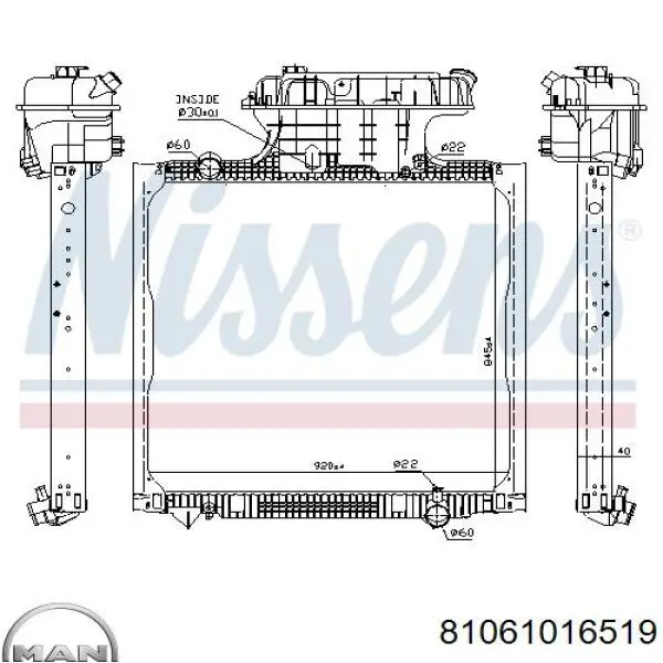 Радіатор охолодження двигуна 81061016519 MAN