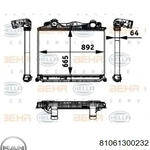 Радіатор интеркуллера 81061300232 MAN