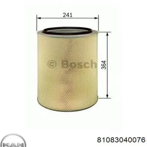 Елемент повітряного фільтра MAN 81083040076 ціна, від 33.03 USD