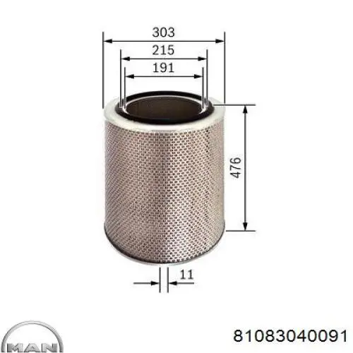 Елемент повітряного фільтра MAN 81083040091 ціна, від 58.98 USD