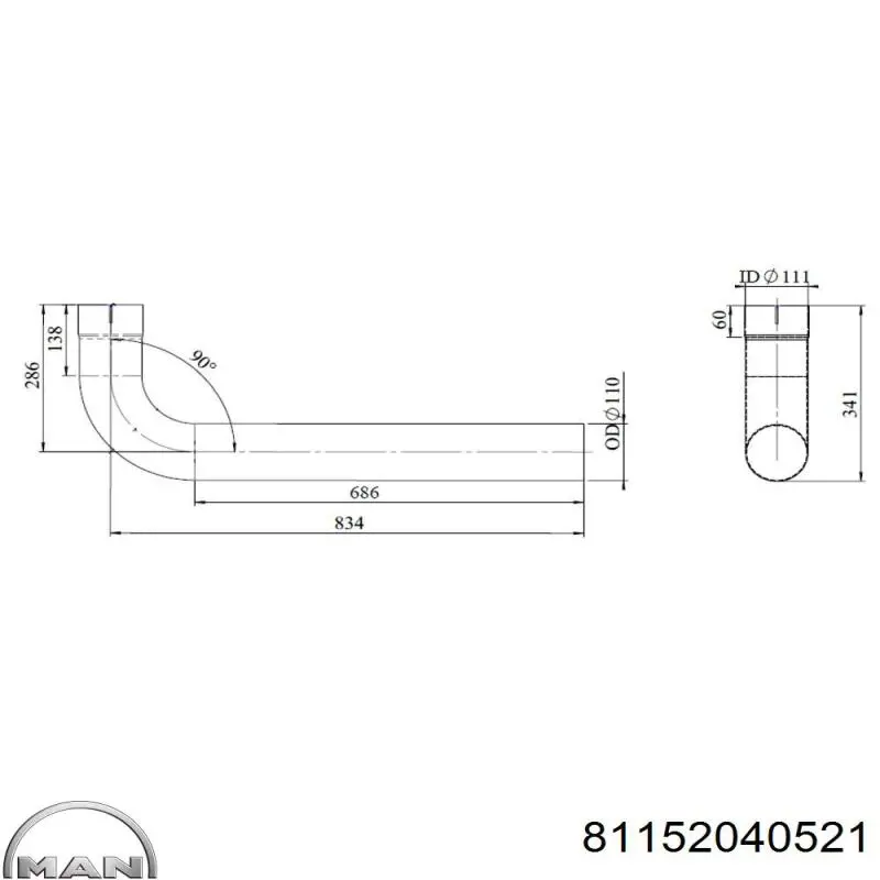 Глушник MAN 81152040521 ціна, від 30.39 USD