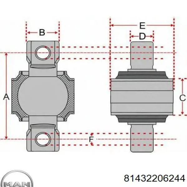 Купити 81432206244 MAN Сайлентблок реактивної тяги, задній