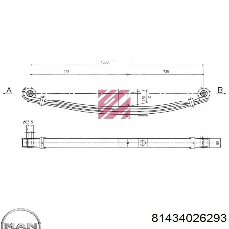 Купити 81434026293 MAN Ресора (передня)