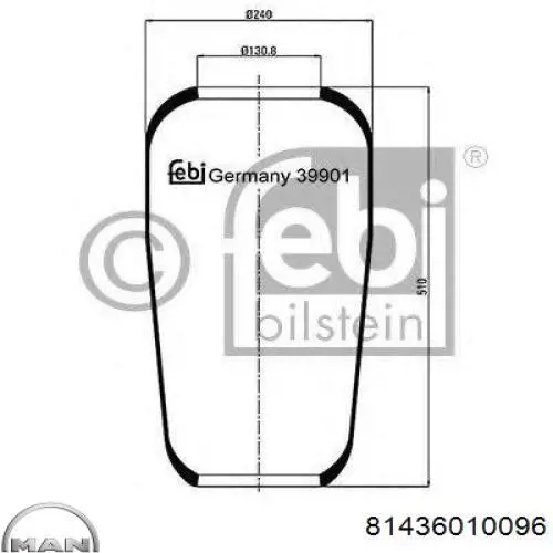Пневмоподушка/Пневморессора моста 81436010096 MAN