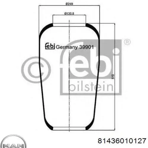 Пневмоподушка/Пневморессора моста 81436010101 MAN