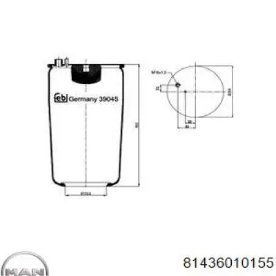 Пневмоподушка/Пневморессора моста MAN 81436010155 ціна, від 50.08 USD