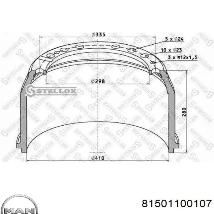 Барабан гальмівний задній 81501100107 MAN