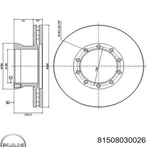 Задні дискові гальма MAN 81508030026 ціна, від 81.02 USD