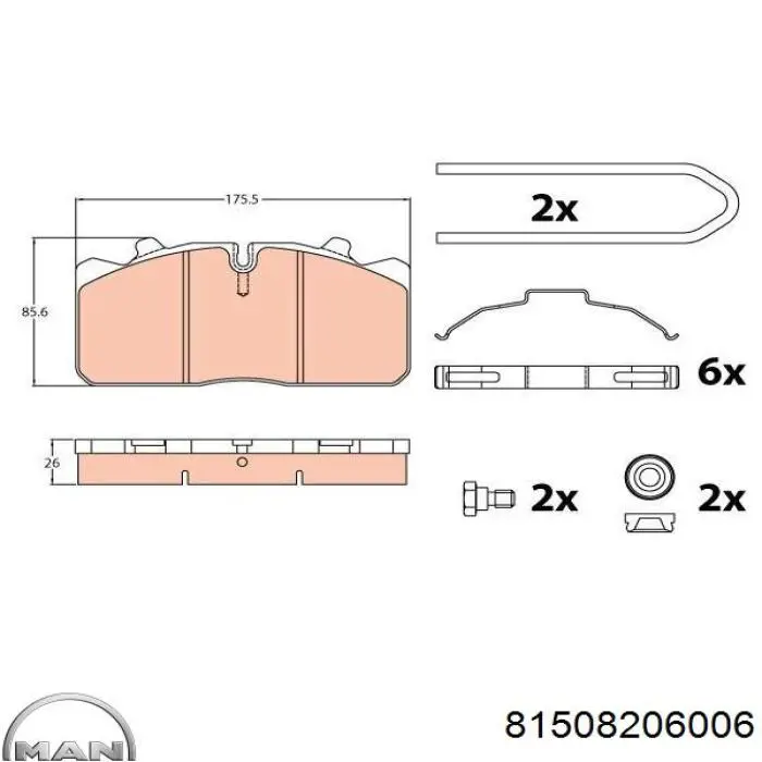 81508206006 MAN Передні гальмівні колодки