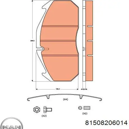 Гальмівні колодки MAN 81508206014 ціна, від 29.35 USD