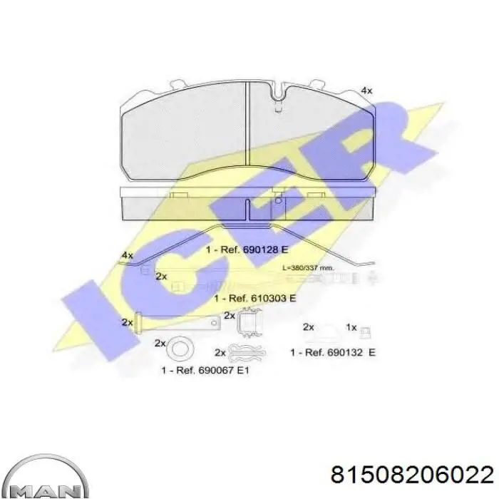 Гальмівні колодки MAN 81508206022 ціна, від 68.11 USD