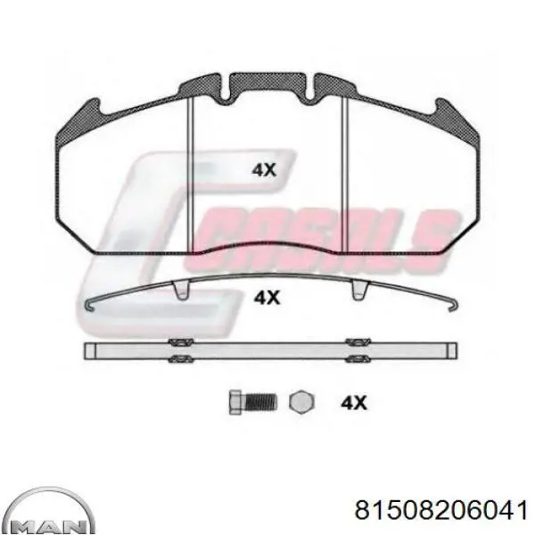 Гальмівні колодки MAN 81508206041 ціна, від 60.22 USD