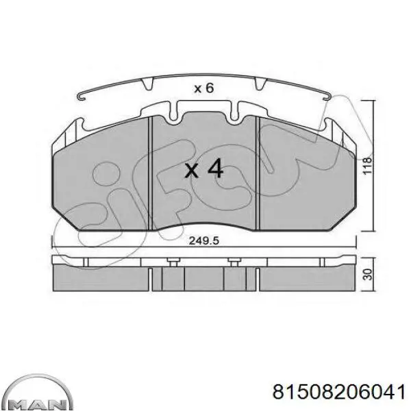 Колодки гальмівні передні, дискові 81508206041 MAN