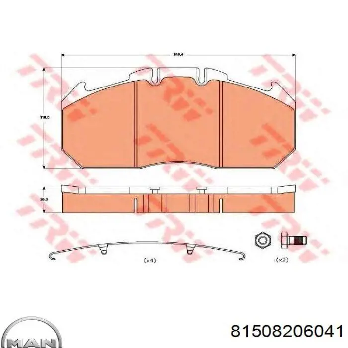 Передні тормозні колодки 81508206041 MAN