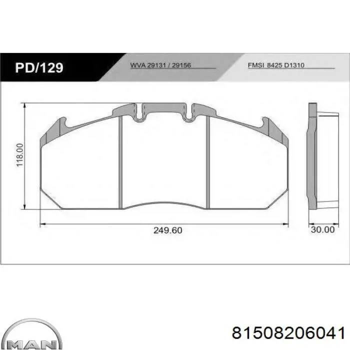 Купити 81508206041 MAN Колодки гальмівні передні, дискові