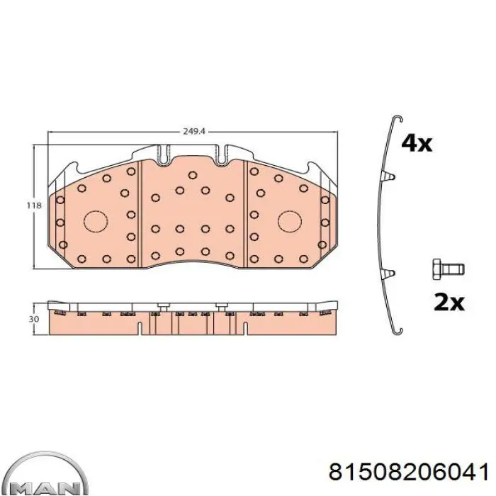 81508206041 MAN Передні гальмівні колодки