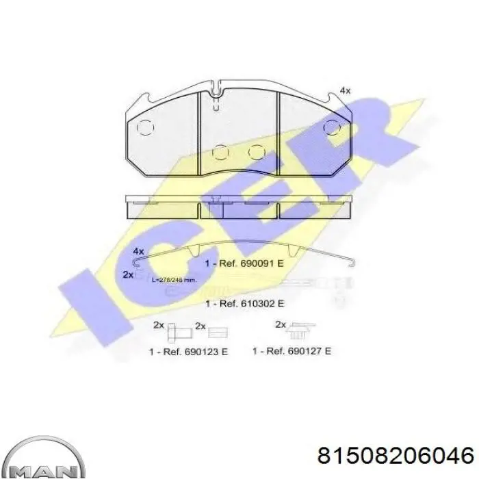 81508206046 MAN Передні гальмівні колодки