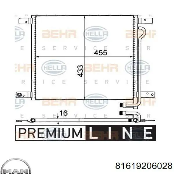 Конденсатор кондиціонера MAN 81619206028 ціна, від 65.64 USD