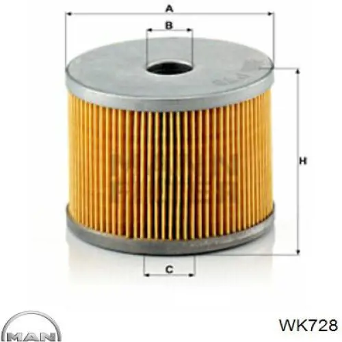 Фільтр тонкого очищення палива MAN WK728 ціна, від 11.84 USD