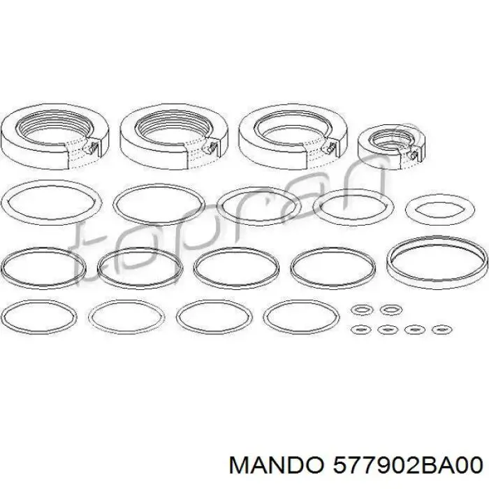 Купити 577902BA00 Hyundai/Kia Ремкомплект рульової рейки (механізму) г/у, (комплект ущільнень)