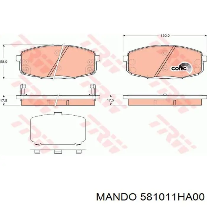 Передні тормозні колодки S581011HA10 Hyundai/Kia