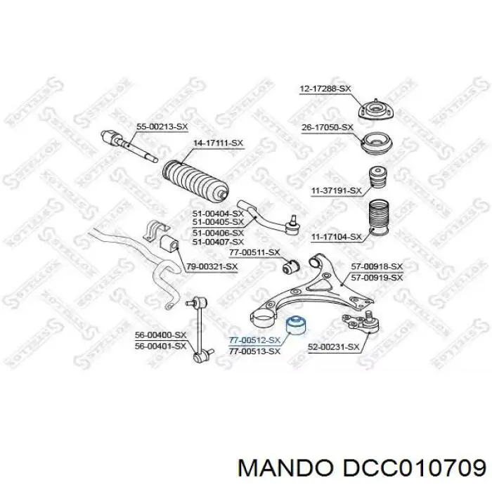 С/блок нижнього важеля Mando DCC010709