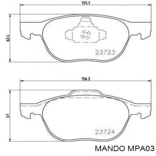 MPA03 Mando Передні гальмівні колодки