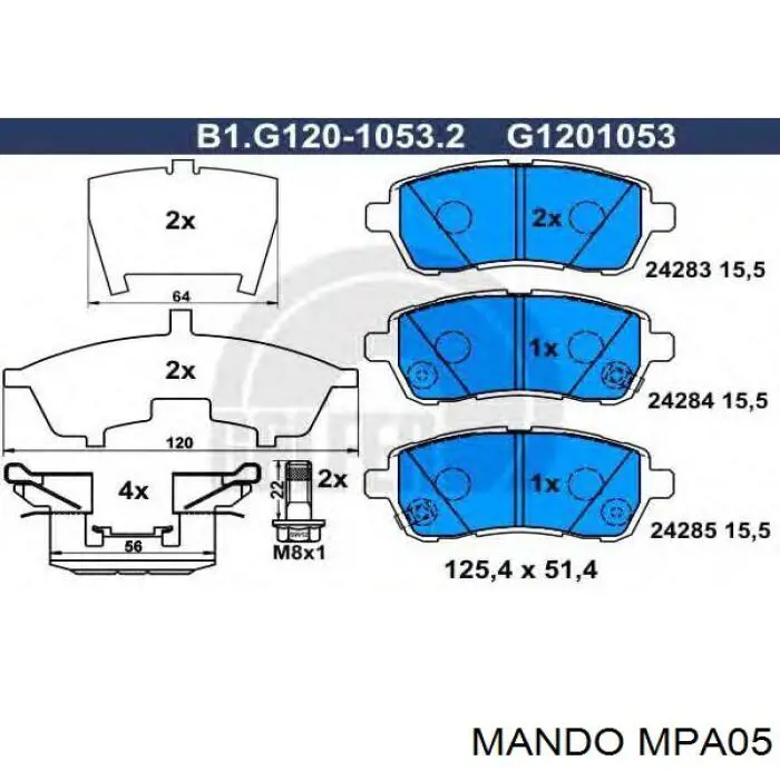 MPA05 Mando колодки гальмівні передні, дискові