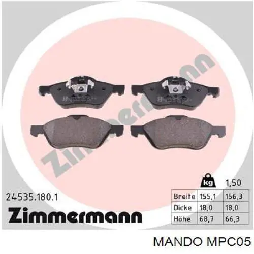 MPC05 Mando Передні гальмівні колодки